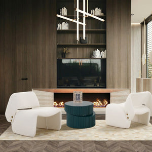 Gold Buttoned White Accent Chair | OROA Modern Tristan