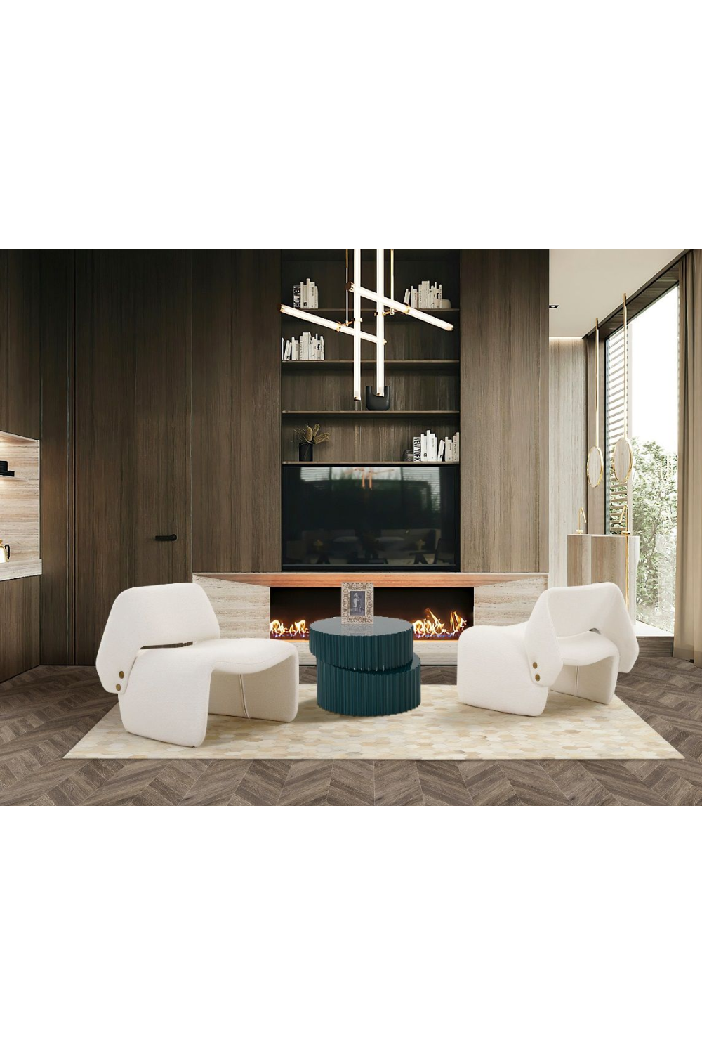 Gold Buttoned White Accent Chair | OROA Modern Tristan | Oroa.com