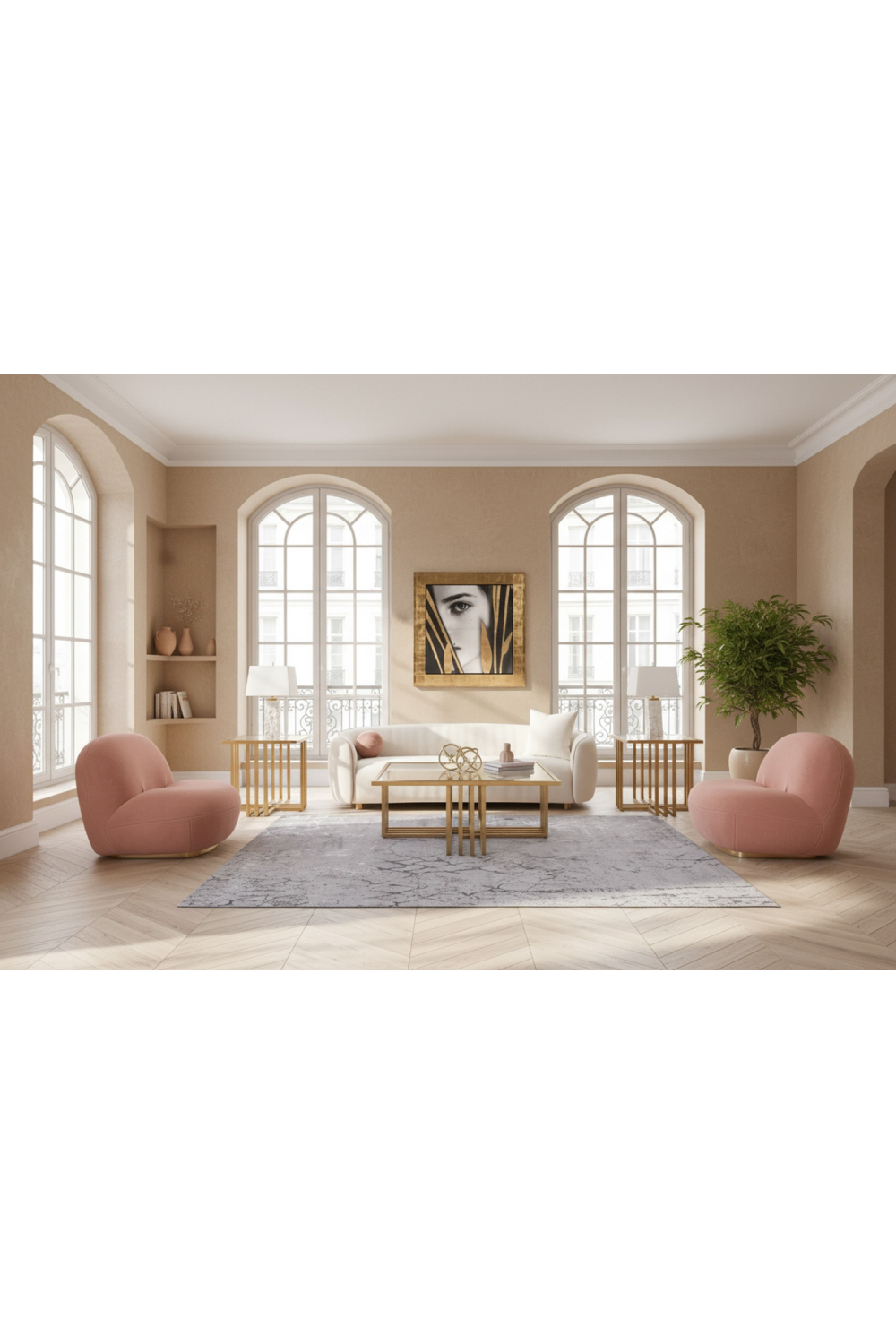 Pink Piped Cream Sofa | OROA Modern Winfree | Oroa.com