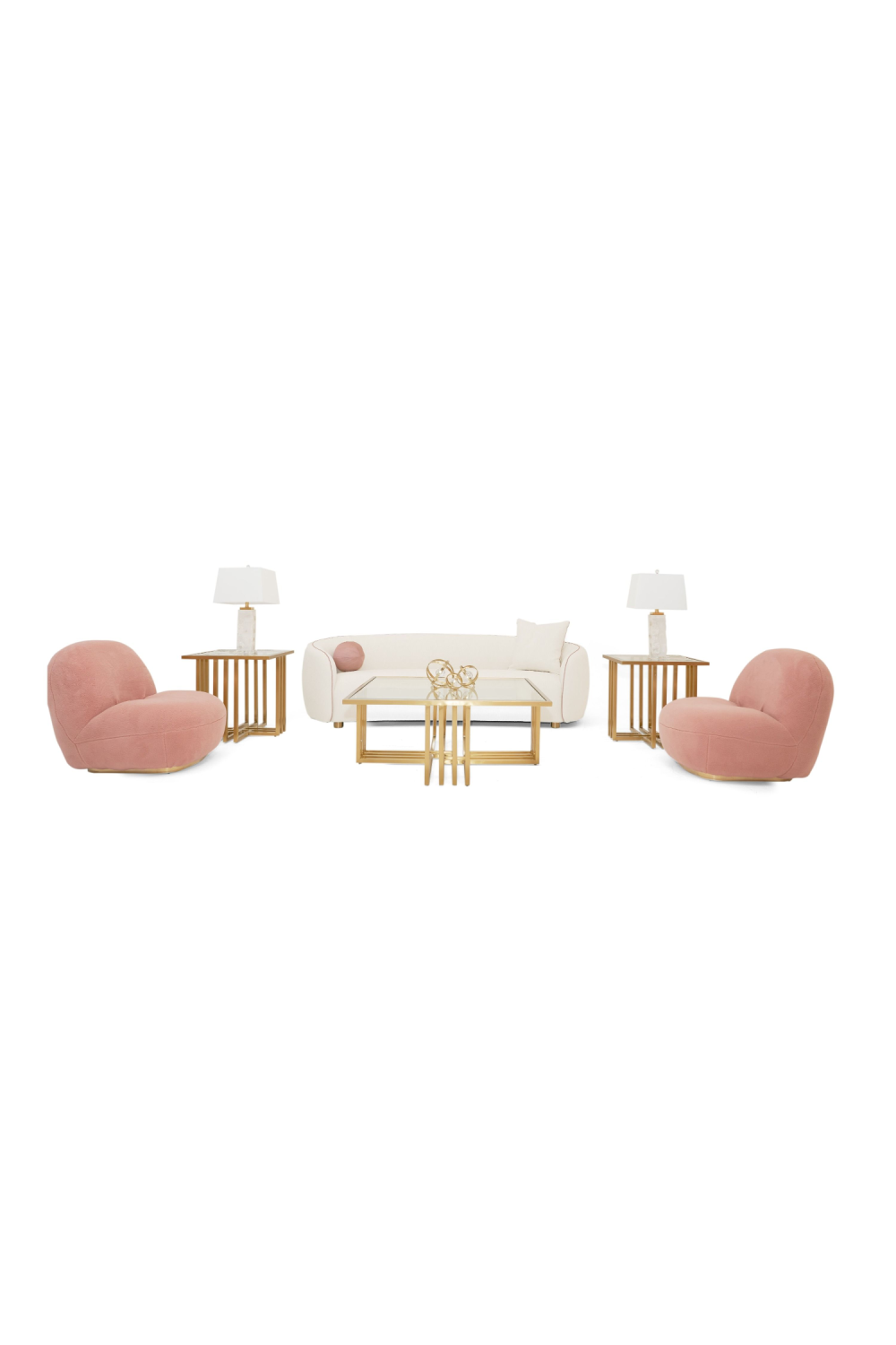 Pink Piped Cream Sofa | OROA Modern Winfree | Oroa.com