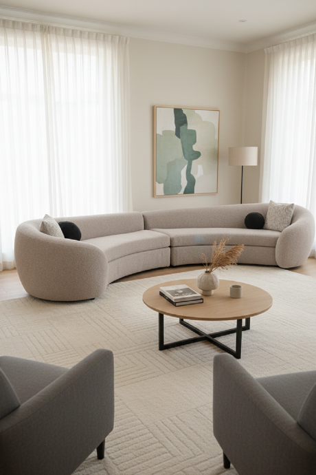 Gray Curved Sectional Sofa | OROA Modern Kilmer
