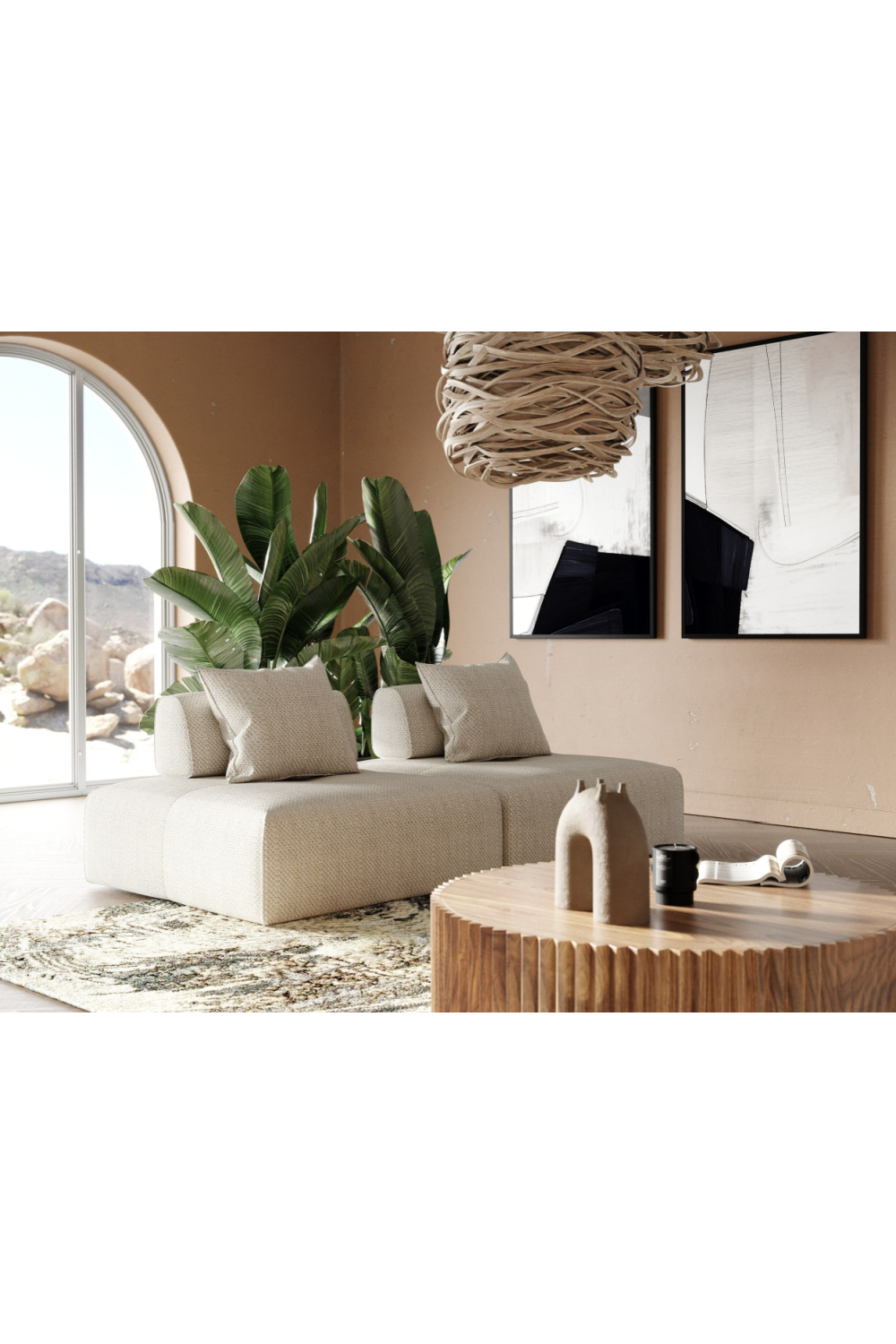 Beige Square Modular Accent Chair | OROA Modern Mondo | Oroa.com