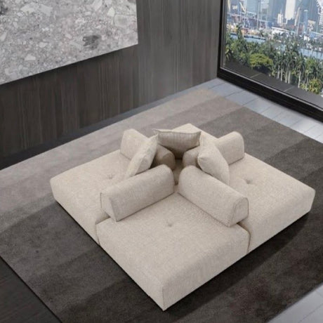 Beige Square Modular Accent Chair | OROA Modern Mondo