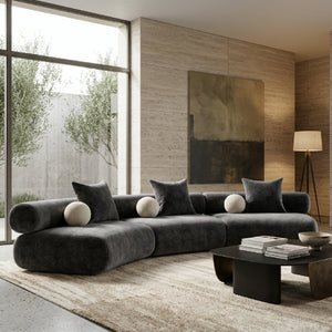   Gray Fabric Curved Sectional Sofa | Oroa.com