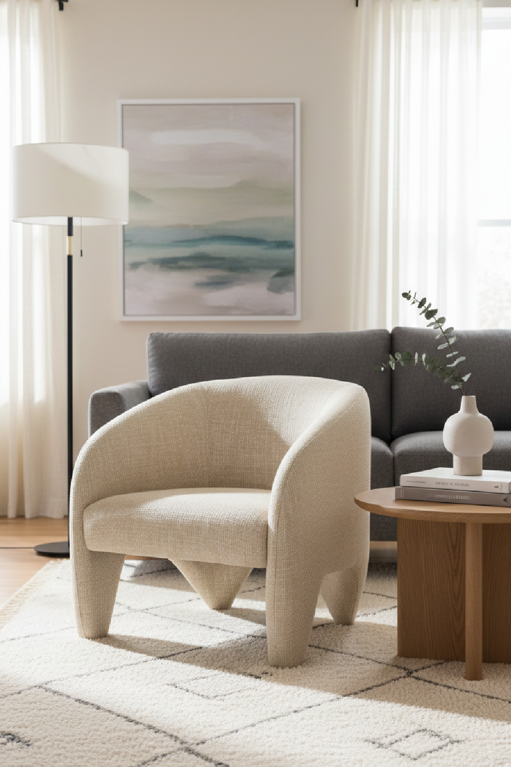 Beige Fabric Accent Chair | OROA Modern Halton | Oroa.com