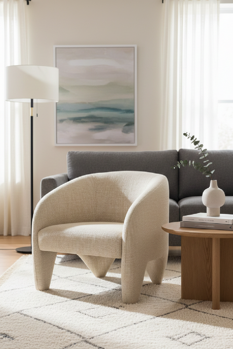 Beige Fabric Accent Chair | OROA Modern Halton | Oroa.com