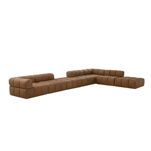   Brown Leather Modular Corner Sofa | Oroa.com