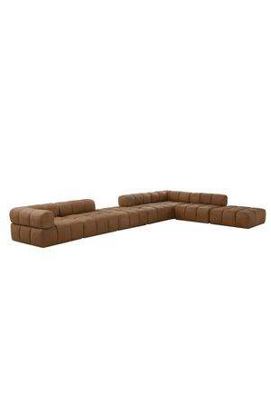 Brown Leather Modular Corner Sofa | OROA Modern Everest | Oroa.com