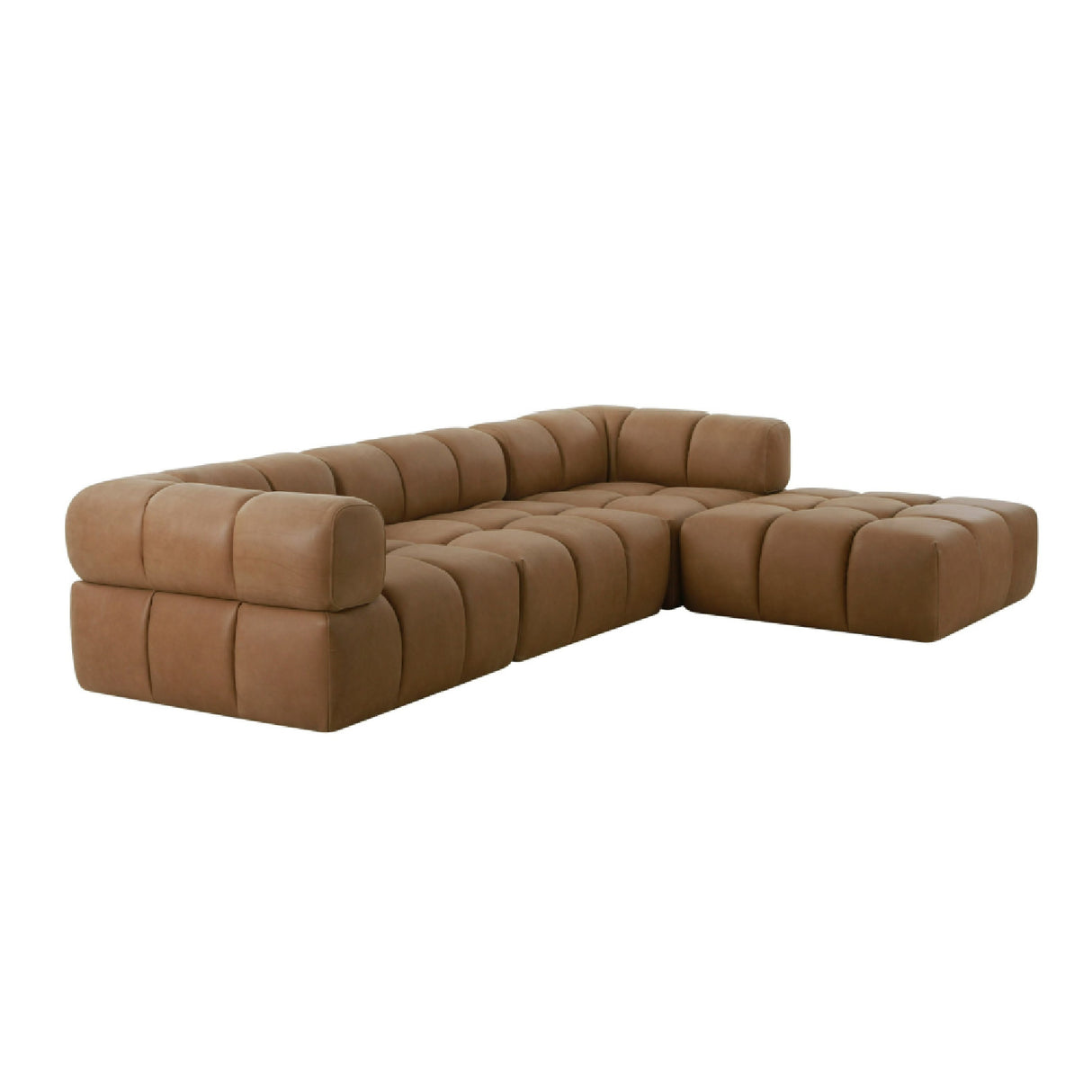   Brown Leather Modular Corner Sofa | Oroa.com