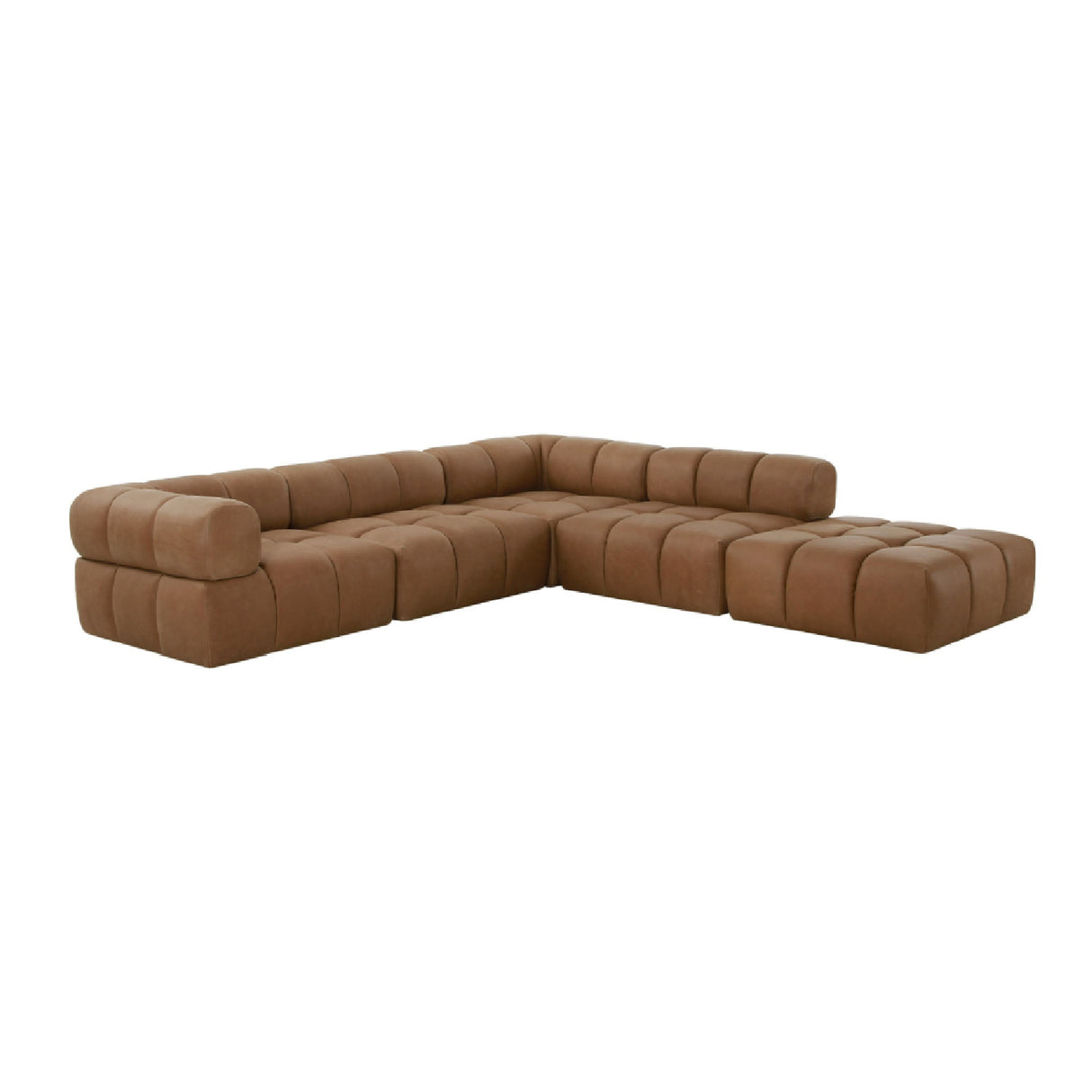   Brown Leather Modular Corner Sofa | Oroa.com