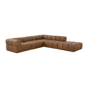   Brown Leather Modular Corner Sofa | Oroa.com