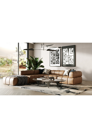 Brown Leather Square Ottoman | OROA Modern Everest | Oroa.com