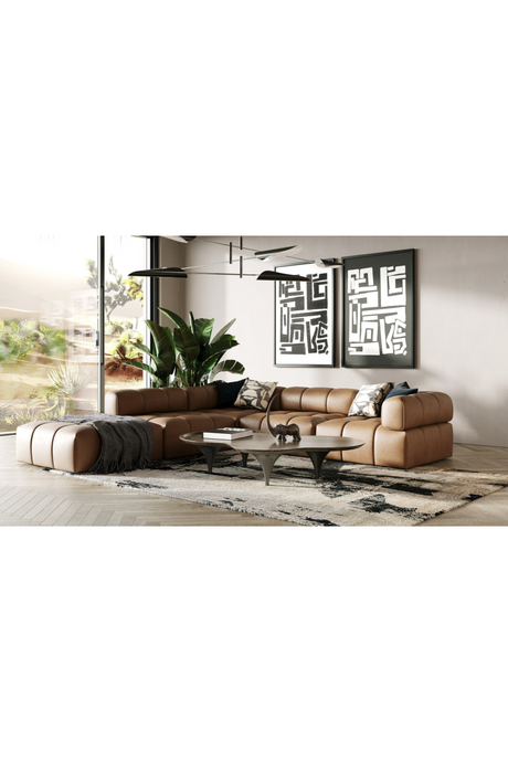 Brown Leather Modular Sofa | OROA Modern Everest | Oroa.com