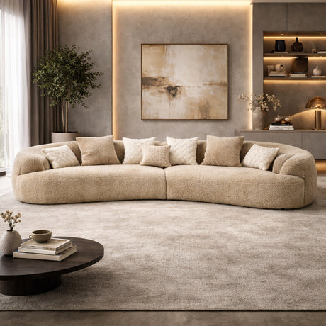   Tan Curved Sectional Sofa | Oroa.com
