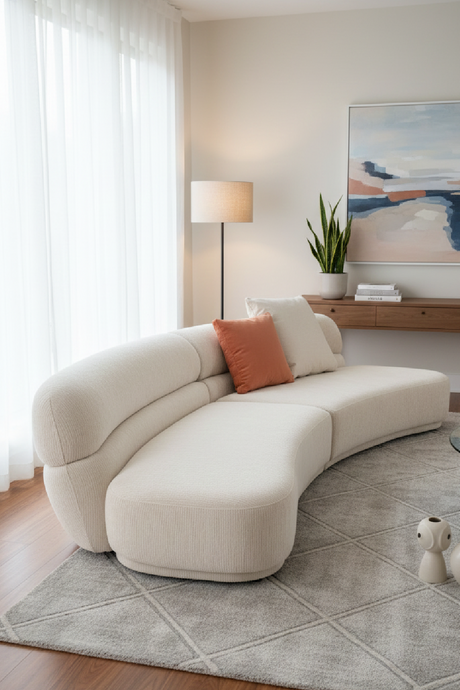 Beige Curved Sectional Sofa | OROA Modern Knight