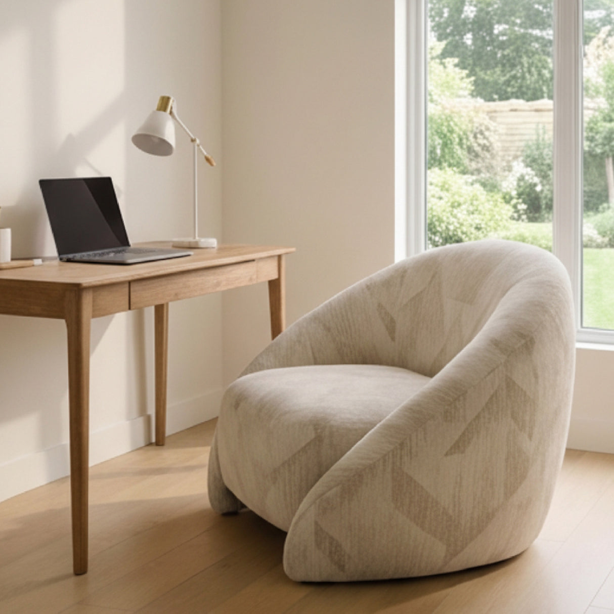   Beige Patterned Fabric Accent Chair | Oroa.com