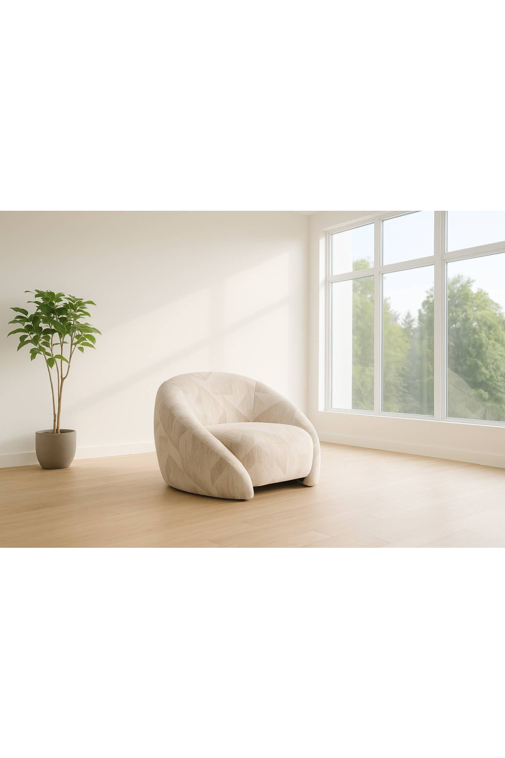 Beige Patterned Fabric Accent Chair | OROA Modern Gentle | Oroa.com