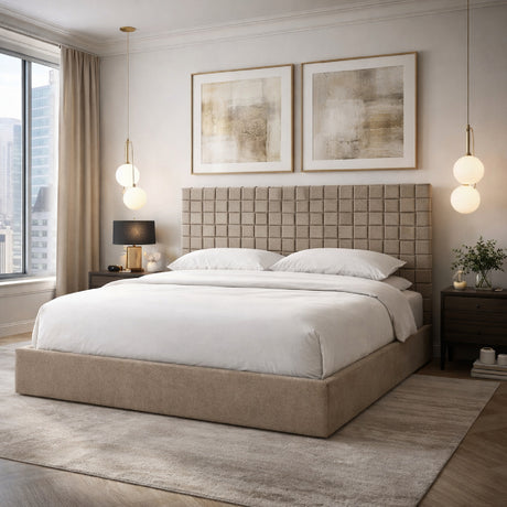   Taupe Woven King Bed | Oroa.com