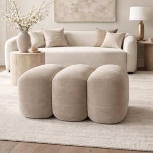   Taupe Fabric Ottoman | Oroa.com