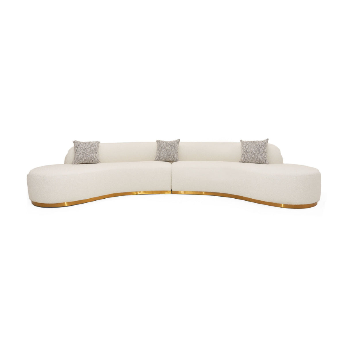   White Curved Sofa with Beige Pillows | Oroa.com
