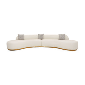   White Curved Sofa with Beige Pillows | Oroa.com
