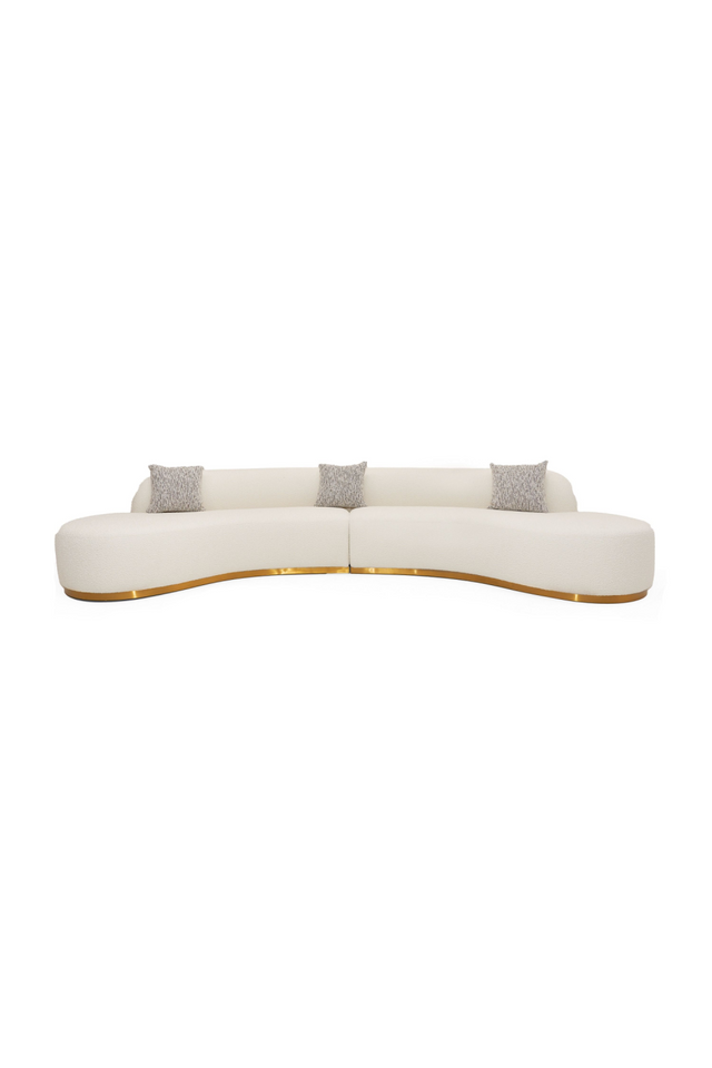 White Curved Sofa with Beige Pillows | OROA Modern Frontier | Oroa.com