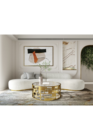 White Curved Sofa with Beige Pillows | OROA Modern Frontier | Oroa.com