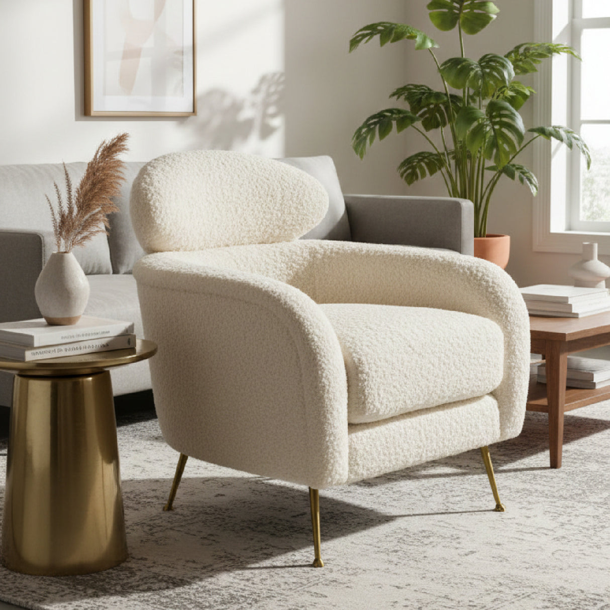 White Fur Lounge Chair | OROA Modern Altura