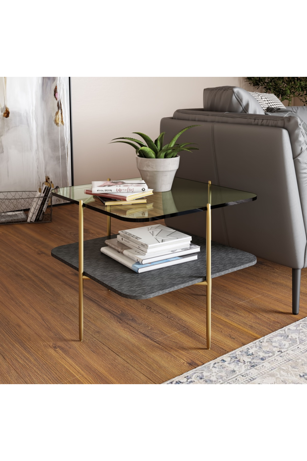 Gold-Framed Glass End Table | OROA Modern Cari | Oroa.com
