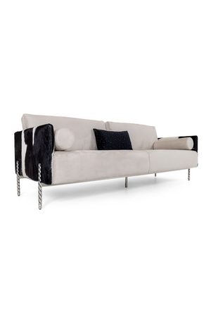 Gray Cowhide Sofa | OROA Modern Pueblo