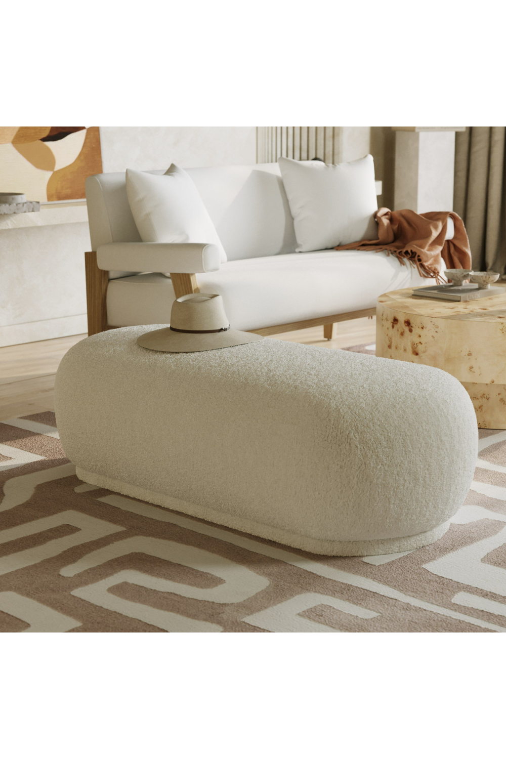 White Sherpa Ottoman | OROA Modern Kael | Oroa.com