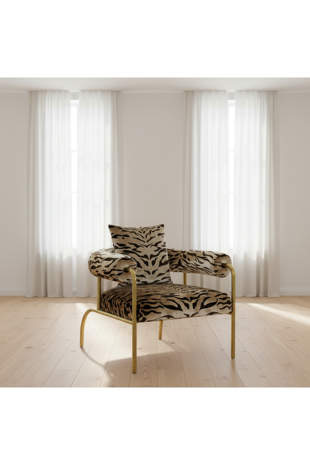 Gold Zebra Print Accent Chair | OROA Modern Kola | Oroa.com