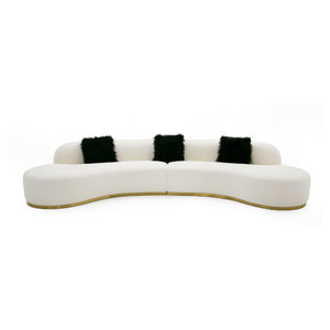   White Curved Sofa with Black Pillows | Oroa.com