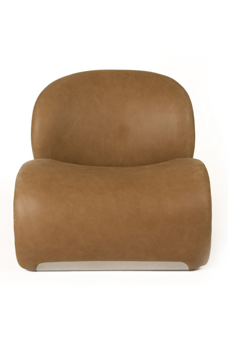Curved Brown Leather Accent Chair | OROA Modern Donovan | Oroa.com