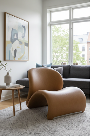 Curved Brown Leather Accent Chair | OROA Modern Donovan | Oroa.com