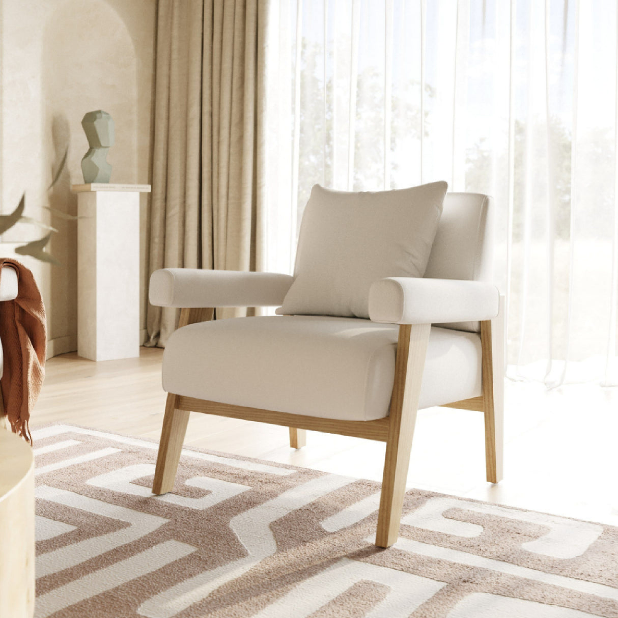 White Fabric Accent Chair | OROA Modern Cynthia