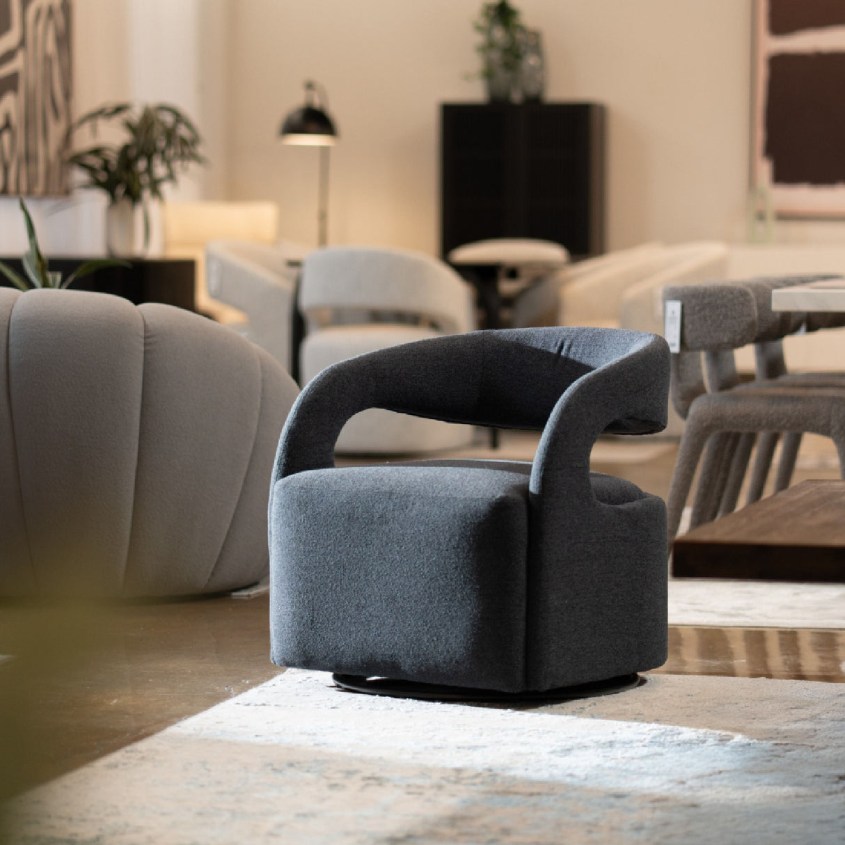 Dark Split-Back Swivel Chair | OROA Modern Dowsett