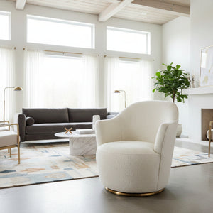 White Sherpa Swivel Accent Chair | OROA Modern Vera
