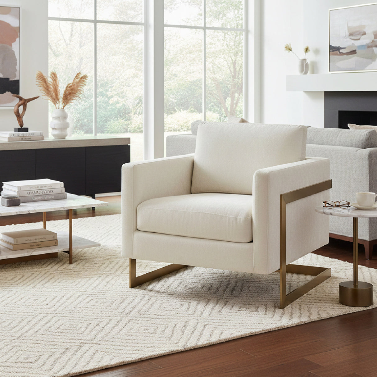   Metal Framed Square Accent Chair | Oroa.com