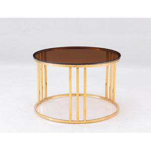   Gold Glass Round End Table | Oroa.com