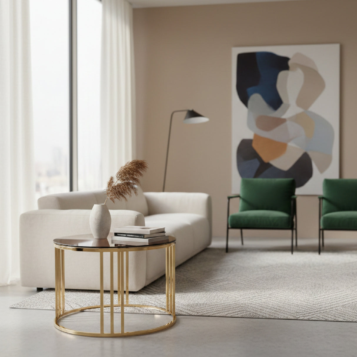   Gold Glass Round End Table | Oroa.com