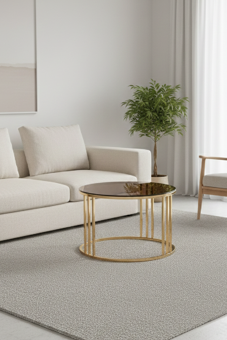 Gold Glass Round End Table | OROA Modern Alondra