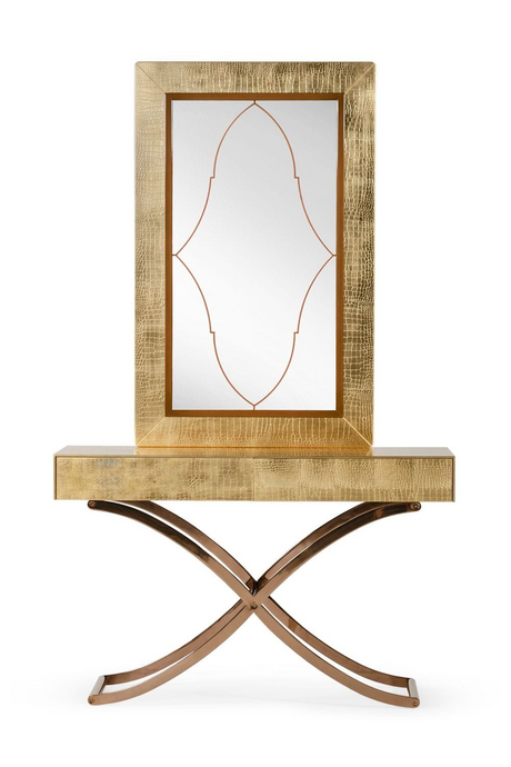 Gold Crocodile Mirror Console Table | OROA Modern Aversa | Oroa.com
