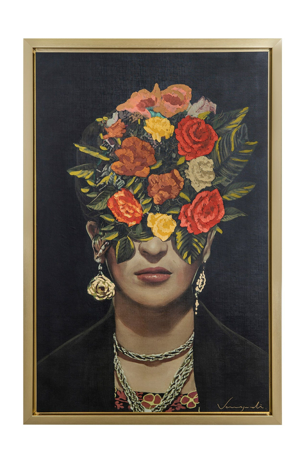 Floral Female Portrait Painting 47" x 71" | OROA Modern Khalo | Oroa.com