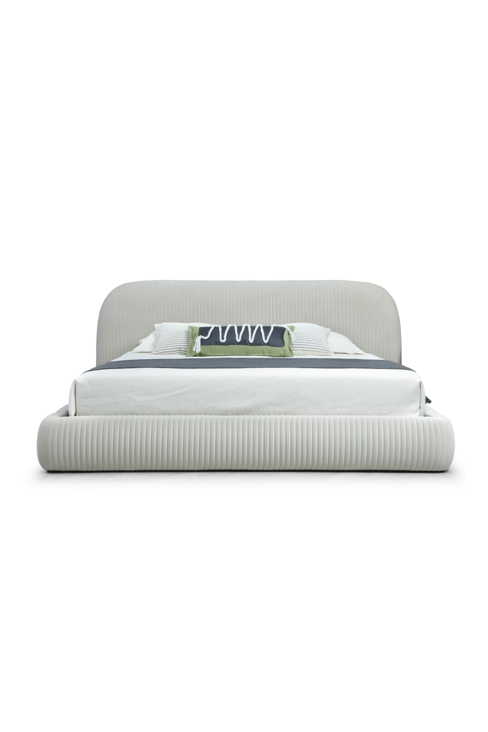 White Fluted Fabric Bed | OROA Modern Hortman | Oroa.com