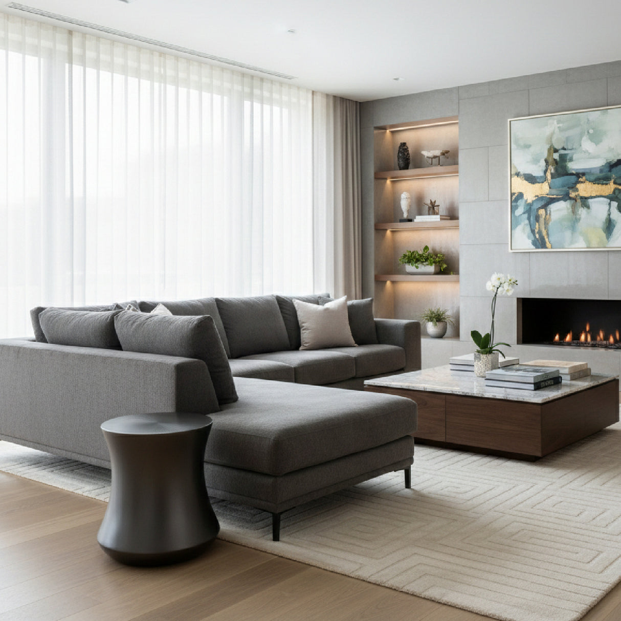   Antique Gray Fiberglass End Table | Oroa.com