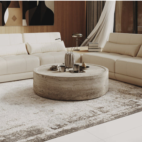   Round Travertine Coffee Table | Oroa.com