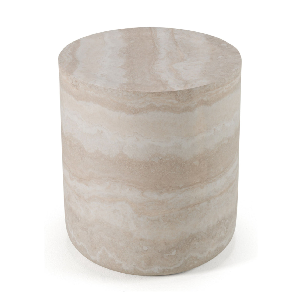   Round Travertine End Table | Oroa.com