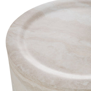   Round Travertine End Table | Oroa.com
