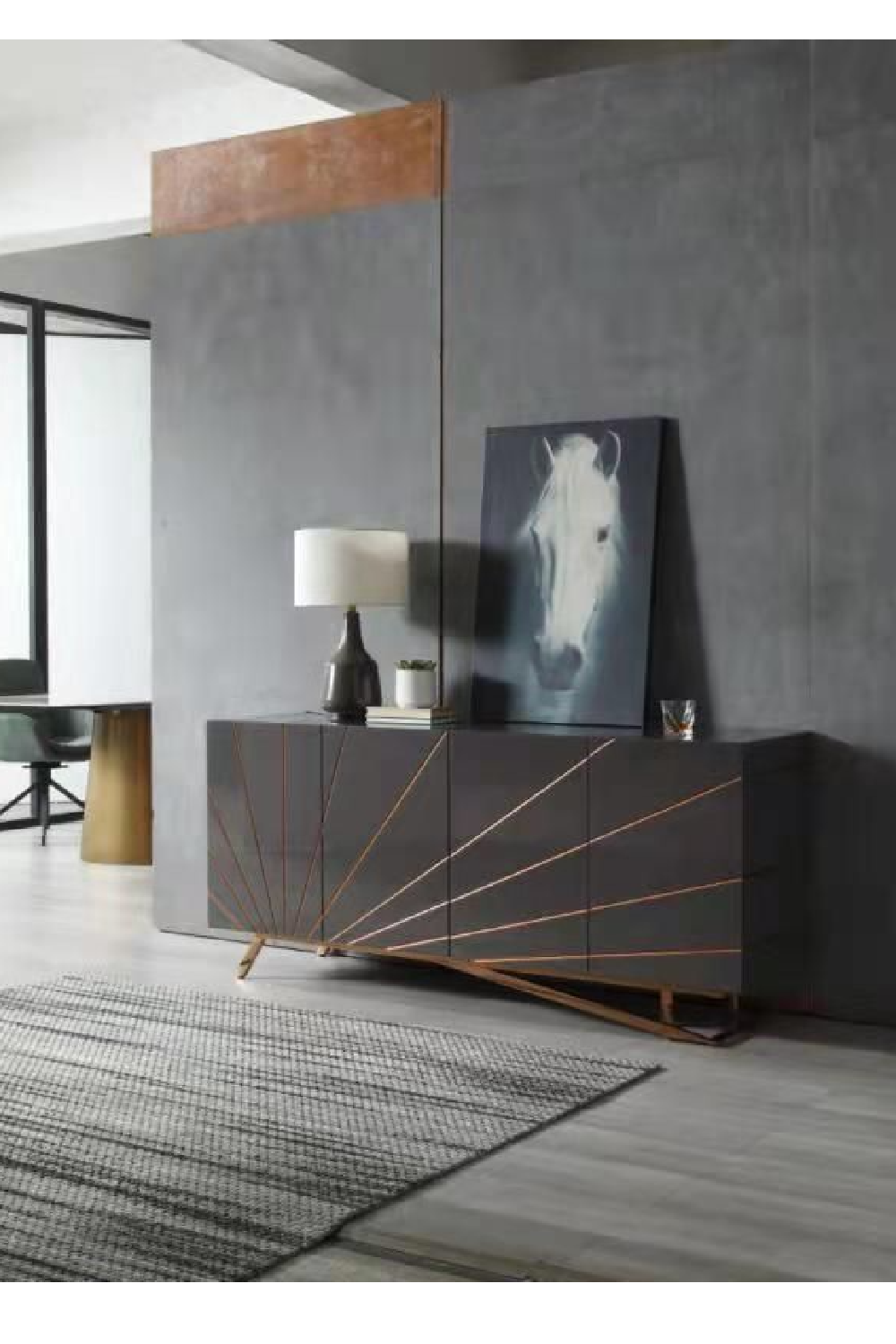 Rose Gold Inlaid 4-Door Sideboard | OROA Modern Katzu | Oroa.com